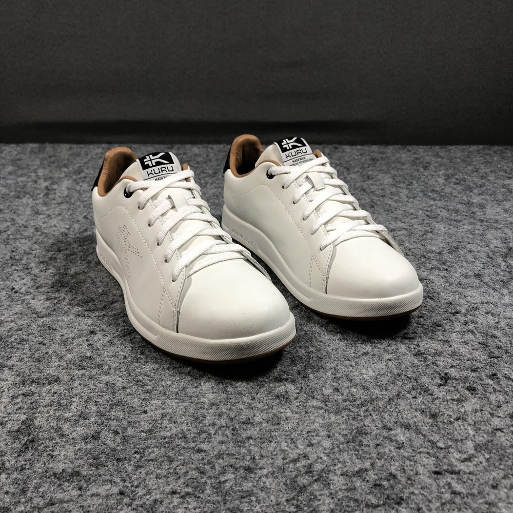 KURU Shoes Mens Size 7.5 White Leather Low Top Lace Up Casual Comfort‎ Sneakers